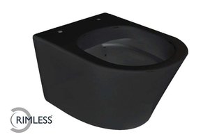 F-Design Toilet Vesta Rimfree Wandcloset diepspoel mat zwart - 527EUR